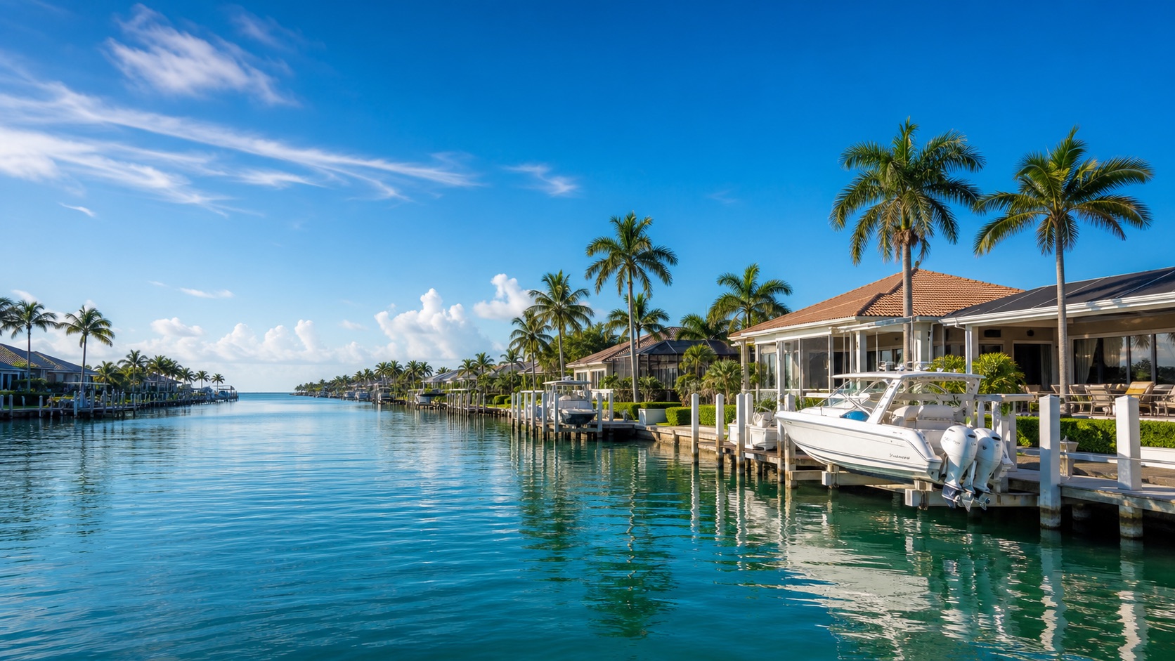 Marco Island palms, water, and outdoor recreation setting